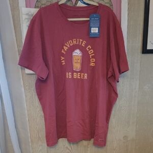 Life Is Good Men's Beer-Themed Red T-Shirt